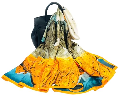 FAIRYGATE Damen Schal Bunt Seide 100% Seidentuch 33.5X70.5 Inch (180 x 90 CM) Multicolored Geblümt Damen Schal für Frauen von FAIRYGATE