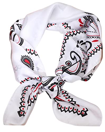 FAIRYGATE Seidenschal Damen Schal Weiß Seidentuch 70x70 cm große quadratische Schals für Frauen Seide Retro Quadrat Druck Kopftuch Mädchen Bandana Halstuch Haarschmuck DA2220 von FAIRYGATE