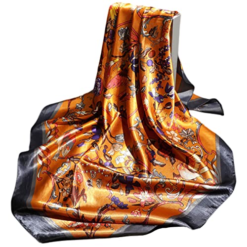 FAIRYGATE Seidentuch 90x90 Kopftuch Seidentuch Halstuch für Damen 90x90cm Große Elegante Schals Tuch für Frauen Satin Bandana Mädchen Headscarf Haarschmuck DA2519 von FAIRYGATE