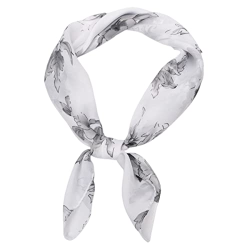 FAIRYGATE Damenschal Schal Weiß Damen Bandana Kopftuch Chiffon Mädchen Sommer Haarband Herren Halstuch Motorrad Seiden Haargummi Seidenschal Damen Multifunktionstuch DA2619 von FAIRYGATE