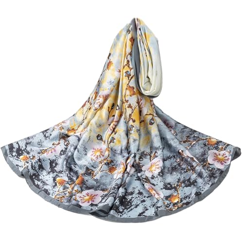 FAIRYGATE Seidentuch Damen XL Bunt Tücher Seidenschal Glänzende Crepe Schals Satin Tuch für Haare Seide mit Aquarell Schal Leicht Stola für Abendkleid 42041 von FAIRYGATE