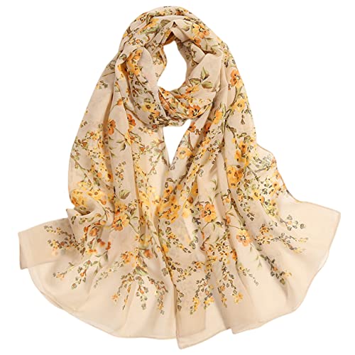 FAIRYGATE Seidentuch Haare Chiffon Seiden Tuch Frühlings Blume Hochwertiger Schal für Damen Mädchen Halstuch Umschlagstuch Loop weicher Schlauchschal für Sommer Herbst und Winter A4411 von FAIRYGATE