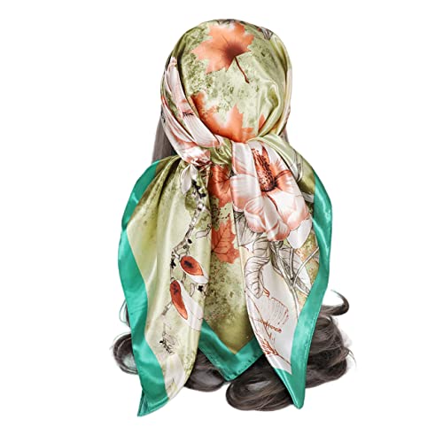 FAIRYGATE Seidentuch Damen 35" Seidensatin Quadratischer Bundschal Mode Seidenbandana Leichtes Stirnband Damenschal Haartuch Damen Seide von FAIRYGATE