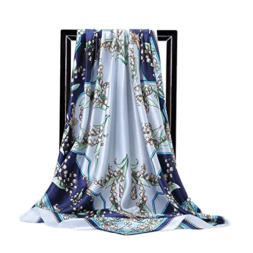 FAIRYGATE Seidentuch buntes Halstuch für Damen aus 100% Maulbeer Seide quadratisch Paisley klein 90 * 90 cm blau 73015 von FAIRYGATE