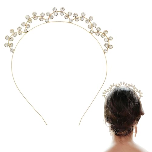 FAIRYGATE Stirnband Damen Dünn Brautstirnband Gold Hochzeit Haarband Strass Kopfschmuck Braut Tiara Haarbänder Elegante Accessoires 4721 von FAIRYGATE