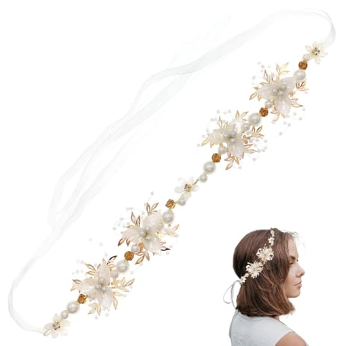 FAIRYGATE Stirnband Mädchen Blume Kopfschmuck Perle Haar Kleid Kristall Braut Tiara Hochzeit Haarschmuck für Blumenmädchen 4908 von FAIRYGATE