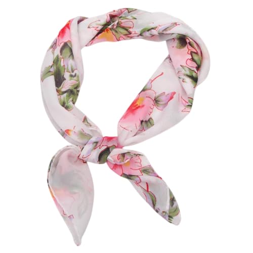 FAIRYGATE Tuch Blumenmuster Schal Weiß Halstuch Quadrat Seidentuch Schal Chiffon Tuch Damen-schal Business Halstücher Multifunktion Halstücher Kopftücher DA2613 von FAIRYGATE