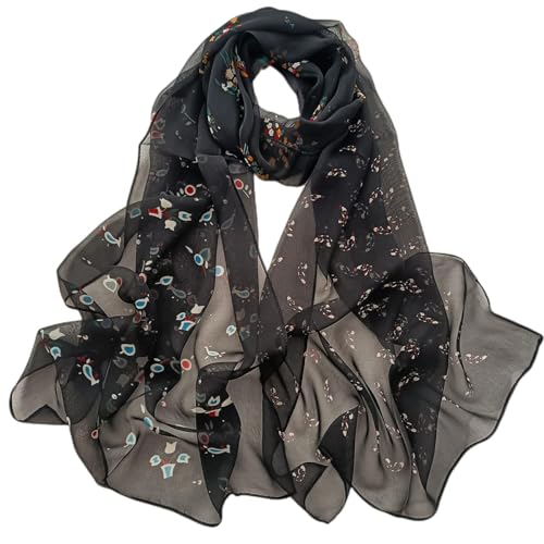 FAIRYGATE Tuch Damen Herbst Schal Schwarz Damen Seidenschal Kopftuch Halstuch Seide Halstücher Kopftuch Tücher Stola A5322 von FAIRYGATE