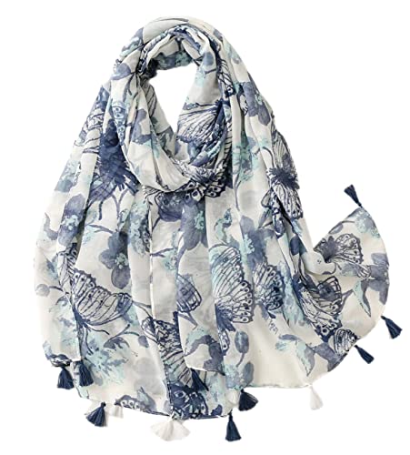 FAIRYGATE Tuch Schal Schals & Tücher für Damen Mode Stola Fransen 90cm x 180cm Hellblau Kollektion Halstuch Frühling Sommer und Herbst Winter Stola für Abendkleid 27008 von FAIRYGATE