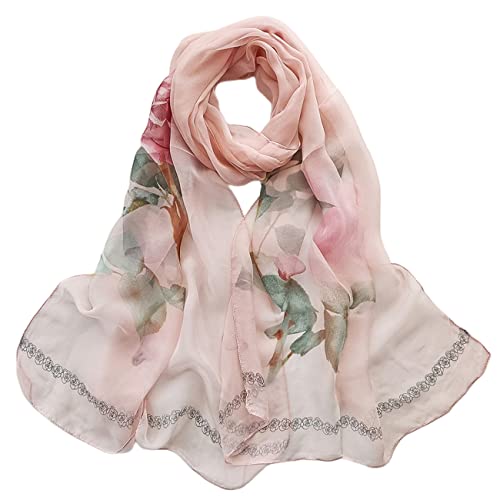 FAIRYGATE Tücher Damen Schal Damen Frauen Chiffon Schal Kleiner Blumendruck Schal Lange Weiche Wraps Schal Damen Bandana Dünne Strandschals A5120 von FAIRYGATE