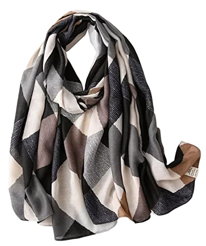 FAIRYGATE Tücher Damen schwarz-grauer Schals mit großem Karomuster Frauen Elegant Klassischer Persönlichkeit Frühling Sommer und Winter Herbstschal Herbst Weicher 70013 von FAIRYGATE