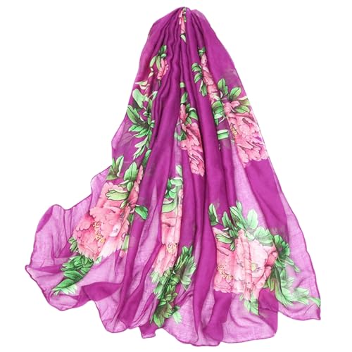 Halstuch Damen Frühling Schal Bunt - Sommerschal Tuch für Frauen Muster in Blumen Stola 8047 von FAIRYGATE