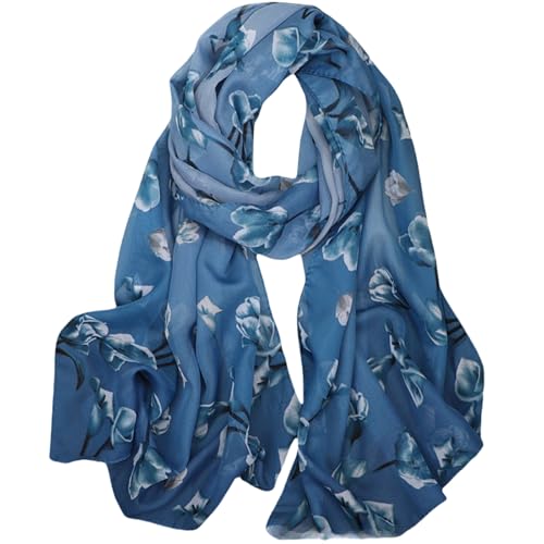 Sommer Halstuch Damen Chiffon Stola - Schal Frauen Elegant Blumen Tücher Leichtes Scarf 014 von FAIRYGATE