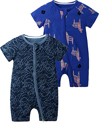 2-teilig Kinder Kleinkind Mädchen Jungen Sommer Schlafanzug Bekleidung Short Sleeve Kurzer Overall Jumpsuit Drucken Spielanzug 100(2-3Jahre) von FAIRYRAIN