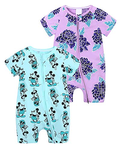 FAIRYRAIN 2-teilig Kinder Kleinkind Mädchen Jungen Sommer Schlafanzug Bekleidung Short Sleeve Kurzer Overall Jumpsuit Drucken Spielanzug 100(2-3Jahre) von FAIRYRAIN