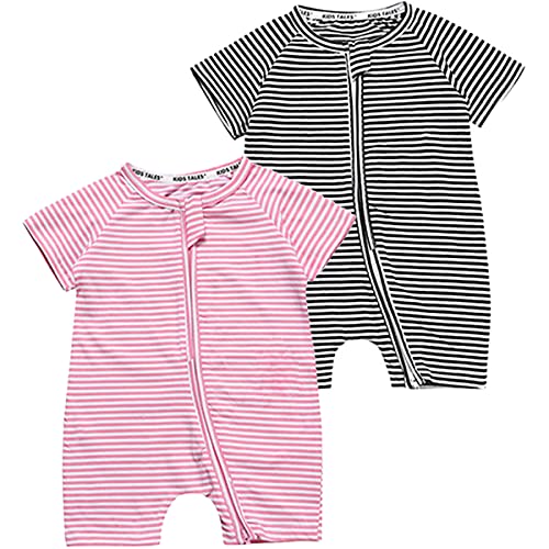 2-teilig Kinder Kleinkind Mädchen Jungen Sommer Schlafanzug Bekleidung Short Sleeve Kurzer Overall Jumpsuit Drucken Spielanzug 3-6 M von FAIRYRAIN