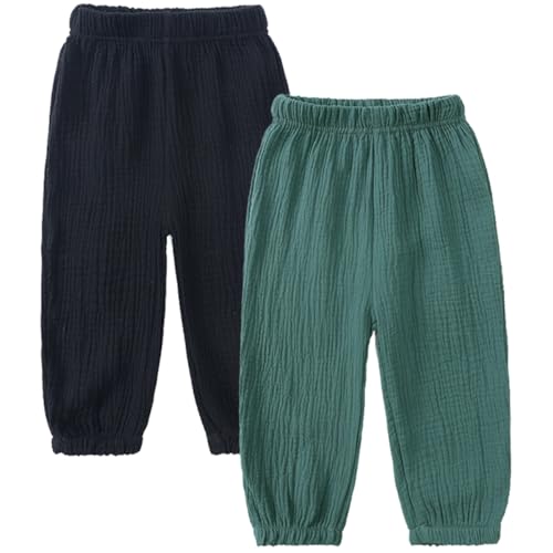 2er Pack Jungen Mädchen Lange Hose Anti-Moskito Bloomers Pumphose Baumwolle Jogginghose Leinenhose Sommerhose von FAIRYRAIN