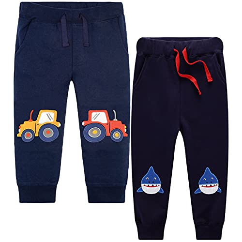 2er-Pack Unisex Jungen Mädchen Kinder Karikatur Drucken Freizeithose Baumwolle Sporthose Hose Jogginghose Sweathose (Pants#C, 110-116) von FAIRYRAIN