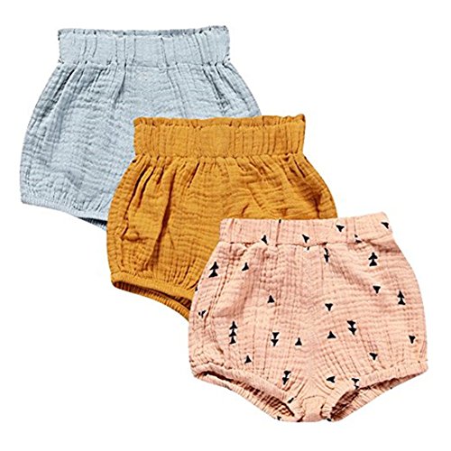 Kids Tales 3 Pack of Kids Tales Kleinkind Baby Mädchen Jungen Cotton Linen Sommer Blend Cute Bloomer Shorts 90 von FAIRYRAIN