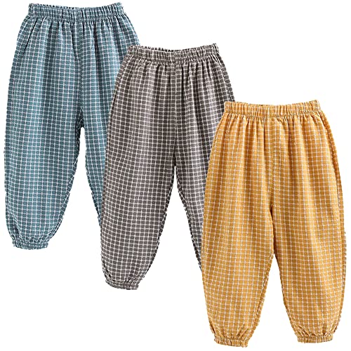 3 Pack of Kinder Mädchen Jungen Sommer Anti-Moskito Leinenhose Bloomers Baumwolle Lange Hosen dünn Pumphose Haremshose Jogginghose Lässige Hose 100 von FAIRYRAIN