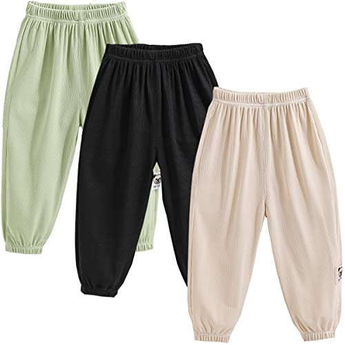 3 Pack of Kinder Mädchen Jungen Sommer Anti-Moskito Leinenhose Bloomers Baumwolle Lange Hosen dünn Pumphose Haremshose Jogginghose Lässige Hose 100 von FAIRYRAIN