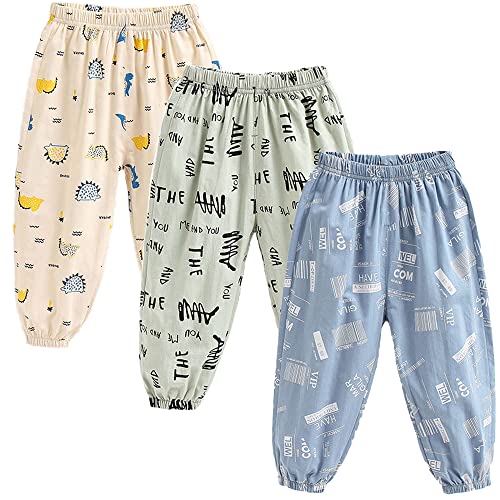 3 Pack of Kinder Mädchen Jungen Sommer Anti-Moskito Leinenhose Bloomers Baumwolle Lange Hosen dünn Pumphose Haremshose Jogginghose Lässige Hose 100 von FAIRYRAIN