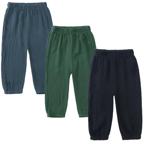 3 Pack of Kinder Mädchen Jungen Sommer Anti-Moskito Leinenhose Bloomers Baumwolle Lange Hosen dünn Pumphose Haremshose Jogginghose Lässige Hose 100 von FAIRYRAIN