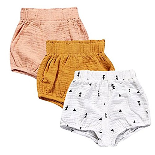 Kids Tales 3 Pack of Kids Tales Kleinkind Baby Mädchen Jungen Cotton Linen Sommer Blend Cute Bloomer Shorts 90 von FAIRYRAIN