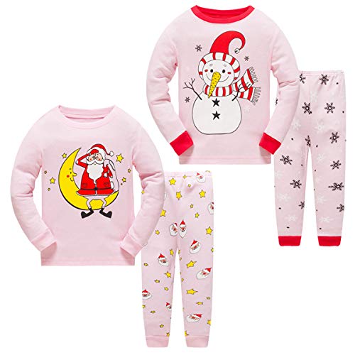 4Pcs Set Kinder Mädchen Jungen Langarm Schlafanzug Weihnachten Baumwolle Nachtwäsche T-Shirt und Hose Pyjama Set von FAIRYRAIN