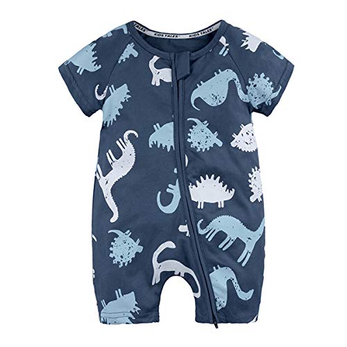 Baby Jungen Mädchen Baumwolle Kurzarm Cartoon Print Sommer Strapler Spielanzug Einteiliger Jumpsuit Onesies Bodysuit Pyjama Overall Outfit 3-6 M von FAIRYRAIN