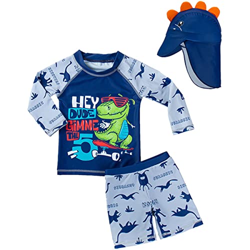 Baby Kinder Junge Zwei Stück Cartoon Badeanzug Top+Badeshorts+Sonnenschutz Uv-Schutz Schützend Schwimmanzug Schwimmbekleidung S von FAIRYRAIN