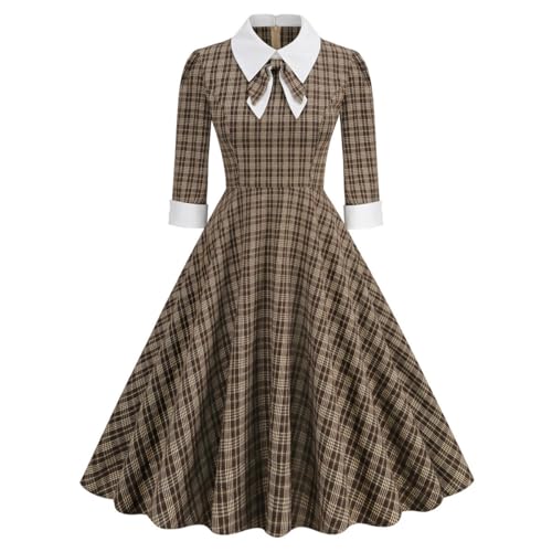 Damen 60er Jahre Kleid Cocktailkleid Abendkleid mit Langarm A-Linie Freizeit Party Abendkleid Vintage Kleider XXL von FAIRYRAIN