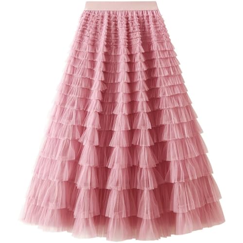 Damen Elastische Tüll Rock Lang Unterrock Midirock Faltenrock Knielange unregelmäßiges Maxirock Party Ballkleid Rock von FAIRYRAIN
