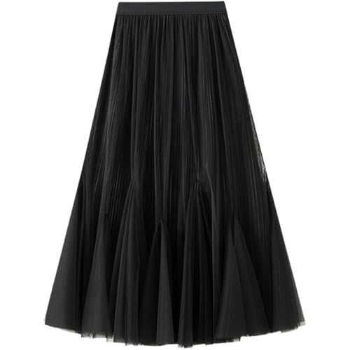Damen Elastische Tüll Rock Lang Unterrock Midirock Faltenrock Knielange unregelmäßiges Maxirock Party Ballkleid Rock von FAIRYRAIN