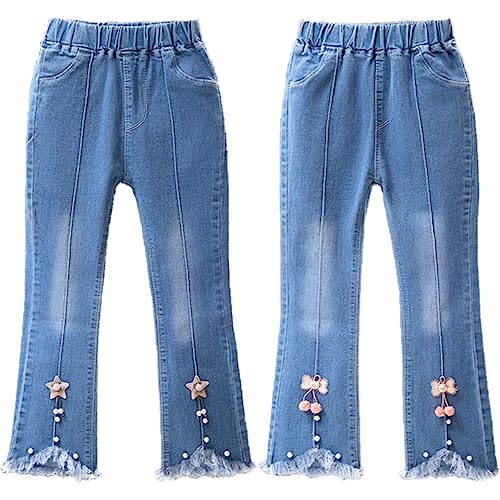 FAIRYRAIN 2 Pack Little Kids Mädchen Jeans Leggings Skinny Fit Denim Hose mit elastischer Taille Kleinkinder Hose 100 von FAIRYRAIN
