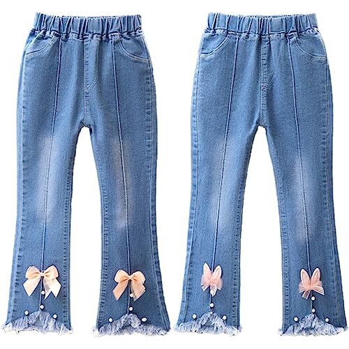 FAIRYRAIN 2 Pack Little Kids Mädchen Jeans Leggings Skinny Fit Denim Hose mit elastischer Taille Kleinkinder Hose 130 von FAIRYRAIN