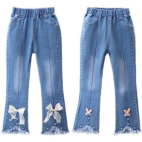 FAIRYRAIN 2 Pack Little Kids Mädchen Jeans Leggings Skinny Fit Denim Hose mit elastischer Taille Kleinkinder Hose 160 von FAIRYRAIN