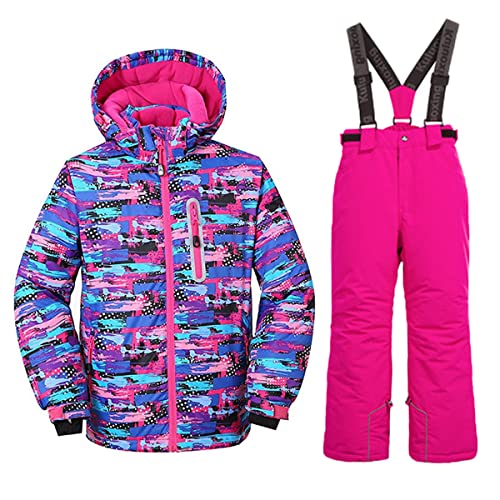 FAIRYRAIN 2 Pcs Kinder Mädchen Winter Warm Winddicht wasserdicht Skijacke + Skihose Schneeanzug Schilaufen Anzug Set 10 von FAIRYRAIN