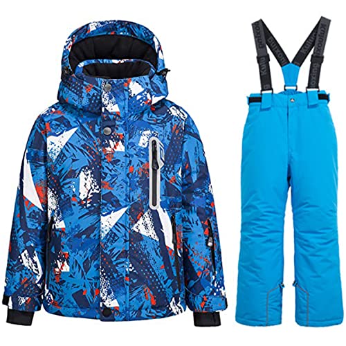 FAIRYRAIN 2 Teilig Skianzug Schneeanzug Winter Warm Winddicht wasserdicht Skijacke + Skihose Anzug Set für Jungen von FAIRYRAIN