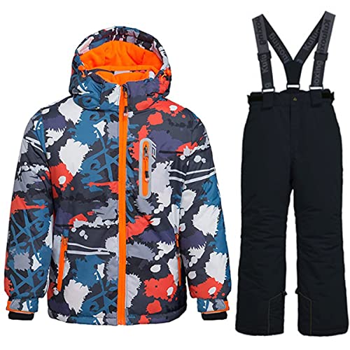 FAIRYRAIN 2 Teilig Skianzug Schneeanzug Winter Warm Winddicht wasserdicht Skijacke + Skihose Anzug Set für Jungen von FAIRYRAIN