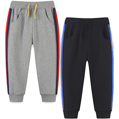 FAIRYRAIN 2er Pack Jungen Jogginghose Baumwolle Sweathose Karikatur Gedruckt Kordelzug Freizeithose Sporthose 7T von FAIRYRAIN