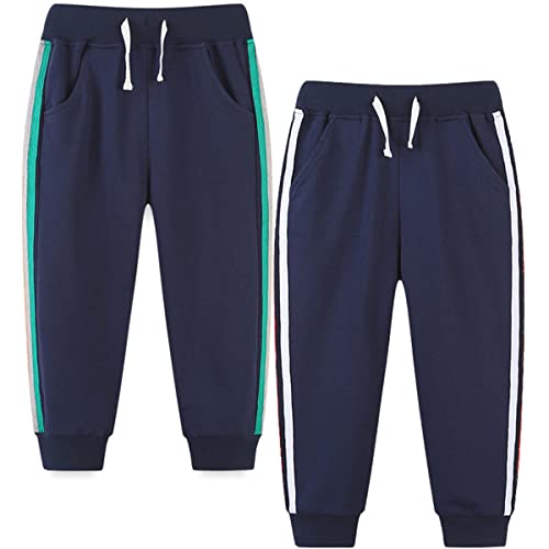 FAIRYRAIN 2er Pack Jungen Jogginghose Baumwolle Sweathose Karikatur Gedruckt Kordelzug Freizeithose Sporthose 7T von FAIRYRAIN
