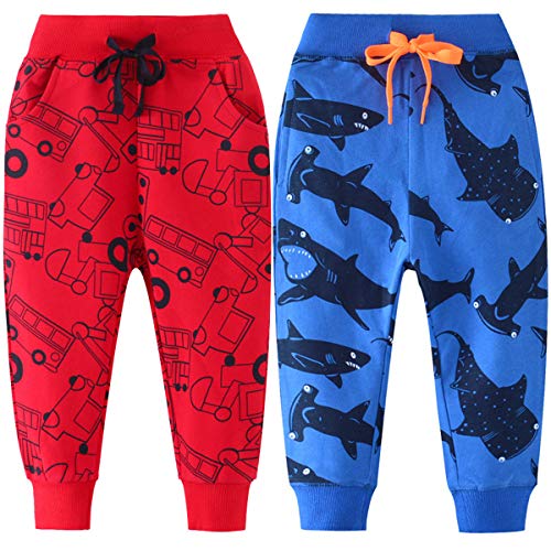 FAIRYRAIN 2er Pack Kinder Junge Sweathose Kids Karikatur Drucken Sporthose Jogger Pants Hose Babyhose Jogginghose 7T von FAIRYRAIN