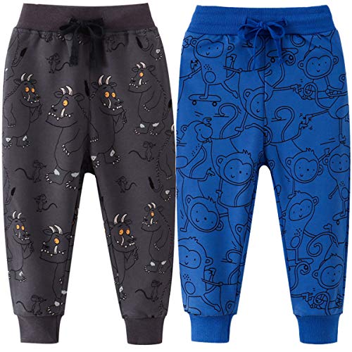 FAIRYRAIN 2er Pack Kinder Junge Sweathose Kids Karikatur Drucken Sporthose Jogger Pants Hose Babyhose Jogginghose 4T von FAIRYRAIN