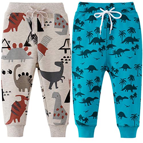 FAIRYRAIN 2er Pack Kinder Junge Sweathose Kids Karikatur Drucken Sporthose Jogger Pants Hose Babyhose Jogginghose 2T von FAIRYRAIN
