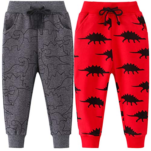 FAIRYRAIN 2er Pack Kinder Junge Sweathose Kids Karikatur Drucken Sporthose Jogger Pants Hose Babyhose Jogginghose 2T von FAIRYRAIN