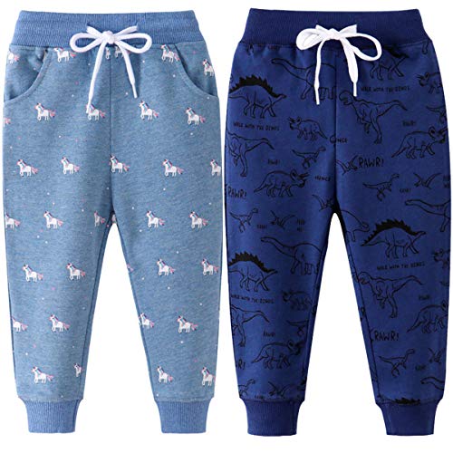 FAIRYRAIN 2er Pack Kinder Junge Sweathose Kids Karikatur Drucken Sporthose Jogger Pants Hose Babyhose Jogginghose 5T von FAIRYRAIN