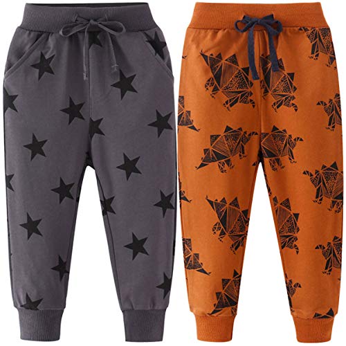 FAIRYRAIN 2er Pack Kinder Junge Sweathose Kids Karikatur Drucken Sporthose Jogger Pants Hose Babyhose Jogginghose 5T von FAIRYRAIN