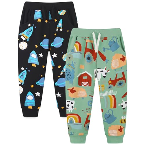 FAIRYRAIN 2er Pack Kinder Junge Sweathose Kids Karikatur Drucken Sporthose Jogger Pants Hose Babyhose Jogginghose von FAIRYRAIN