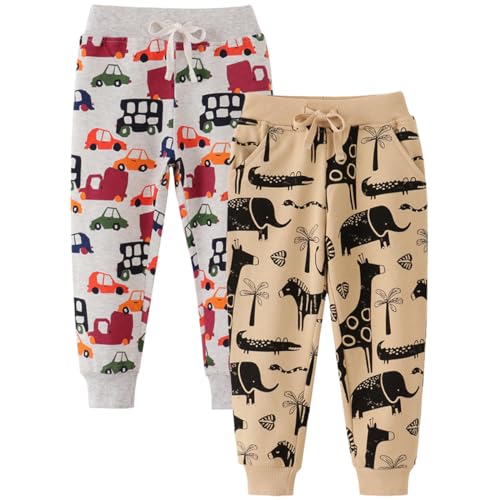 FAIRYRAIN 2er Pack Kinder Junge Sweathose Kids Karikatur Drucken Sporthose Jogger Pants Hose Babyhose Jogginghose von FAIRYRAIN